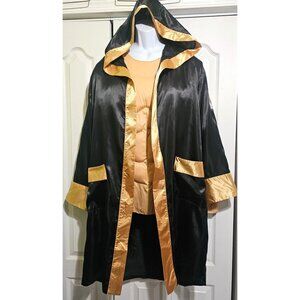 Boxing Champion Adult Costume Satin Gold Boxer Robe Muscle Shirt Champ Halloween